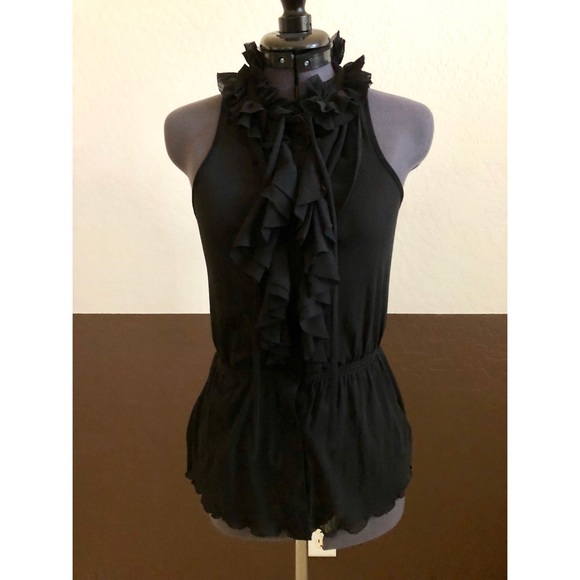 black frilly blouse